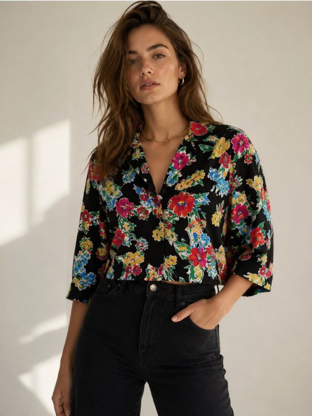 Lauren Ralph Lauren Floral Cotton Camp Shirt | Small